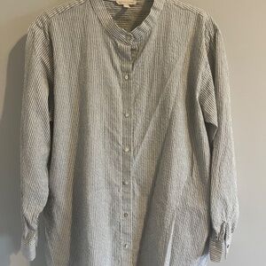 Eileen Fisher Button Front Long Sleeve Blouse
